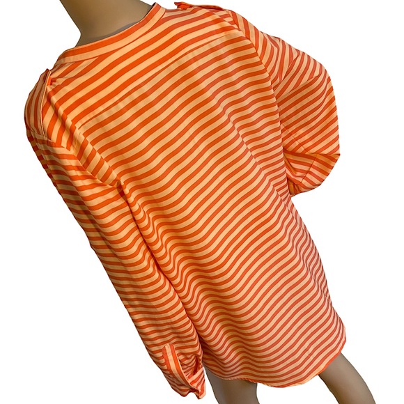 CALVIN KLEIN  | ORANGE STRIPED BUTTON DOWN SHIRT - Picture 6 of 14